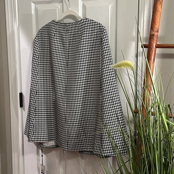DKNY Women’s Houndstooth Cape-Sleeve Jacket w/Open Front Collarless Detail in XL - Picture 8 of 16